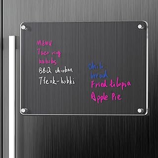 Acrylic Magnetic Dry Erase Whiteboard for Fridge, Clear Magnetic Dry Erase White Board for Refrigerator,16”x12" Includes 6 Dry Erase Markers