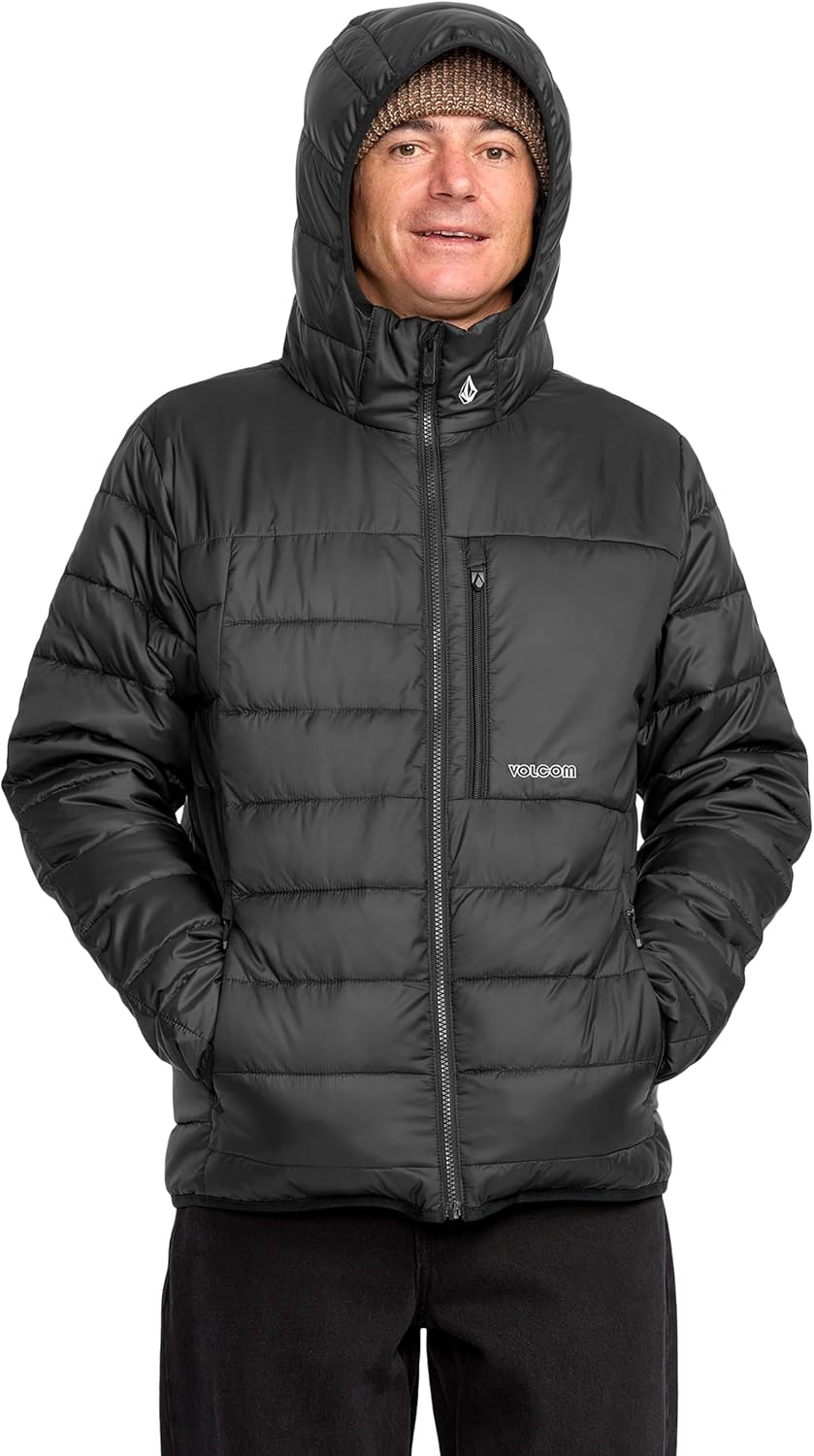 Volcom Men's Puff Hooded Snow, Pfas-Free, Zip Tech-Jacket to Pant Interface