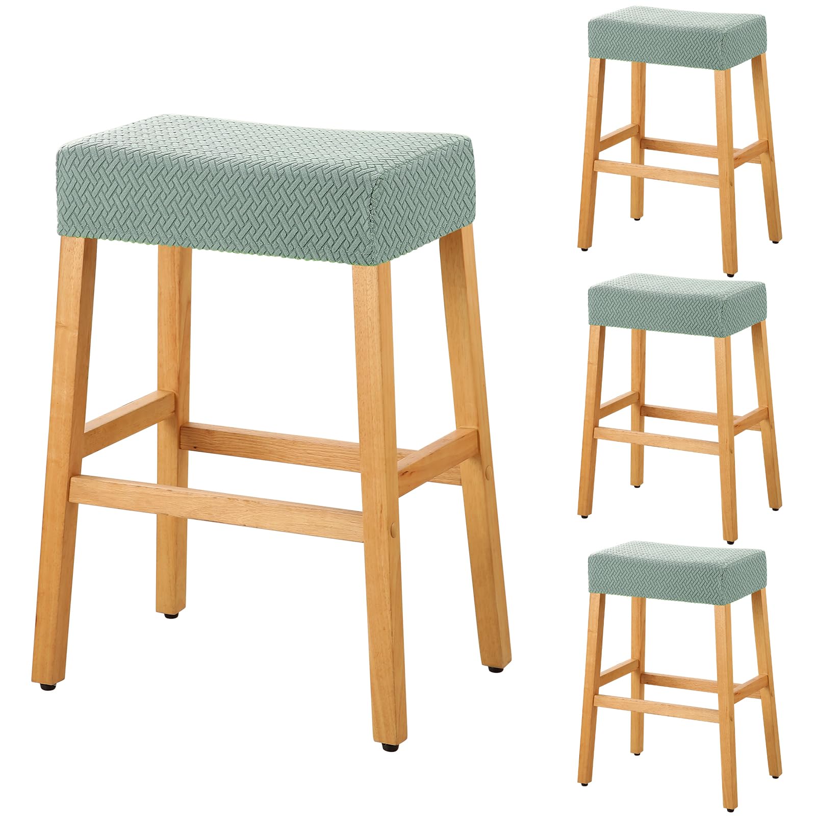 YISUN Stool Covers Rectangle - 4 Pack Stretch Waterproof Saddle Seat Cover Counter Bar Stools Bar Chairs Covers Kitchen Island Chairs Cushion Protector