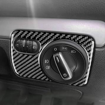 AIRSPEED VW Golf 6 / Scirocco Car Headlight Switch Panel Sticker Cover Trim Real Carbon Fiber Fashion Custom Dress Up Fit VW Golf 6 GTI MK6 Scirocco Interior Parts Interior Panel Accessories Black
