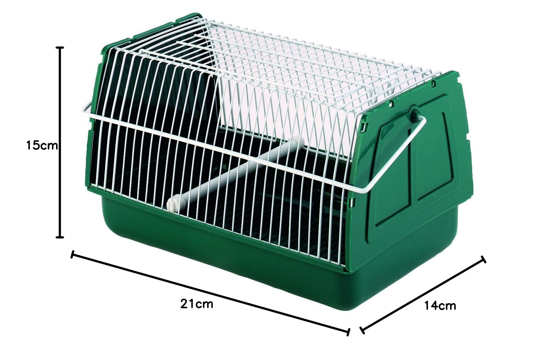 Kerbl Caja de transporte para mascotas, jaula para mascotas, 21x15x14cm, plástico, verde, para hámsteres, cobayas, roedores y animales pequeños