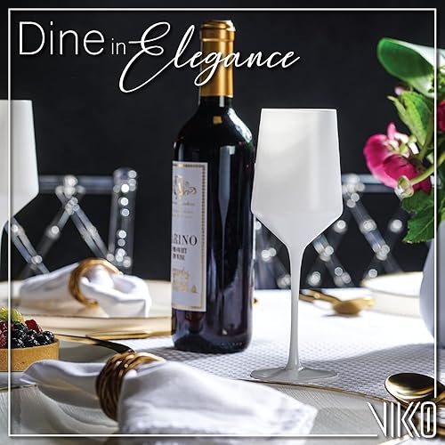 Miniatura 3 de Vikko Décor - Copas de vino blanco mate, vaso fino soplado a mano, tallo alto y elegante, apto para lavavajillas, taza de 11 onzas, juego de 6