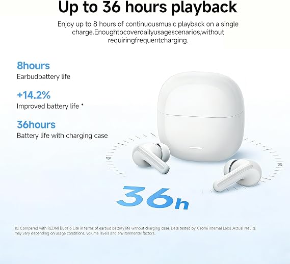 XIAOMI Redmi Buds 8 Lite Wireless Earbuds, 42dB ANC, 36H Battery, IP54 Water Resistant, Dual Device Connection, Black