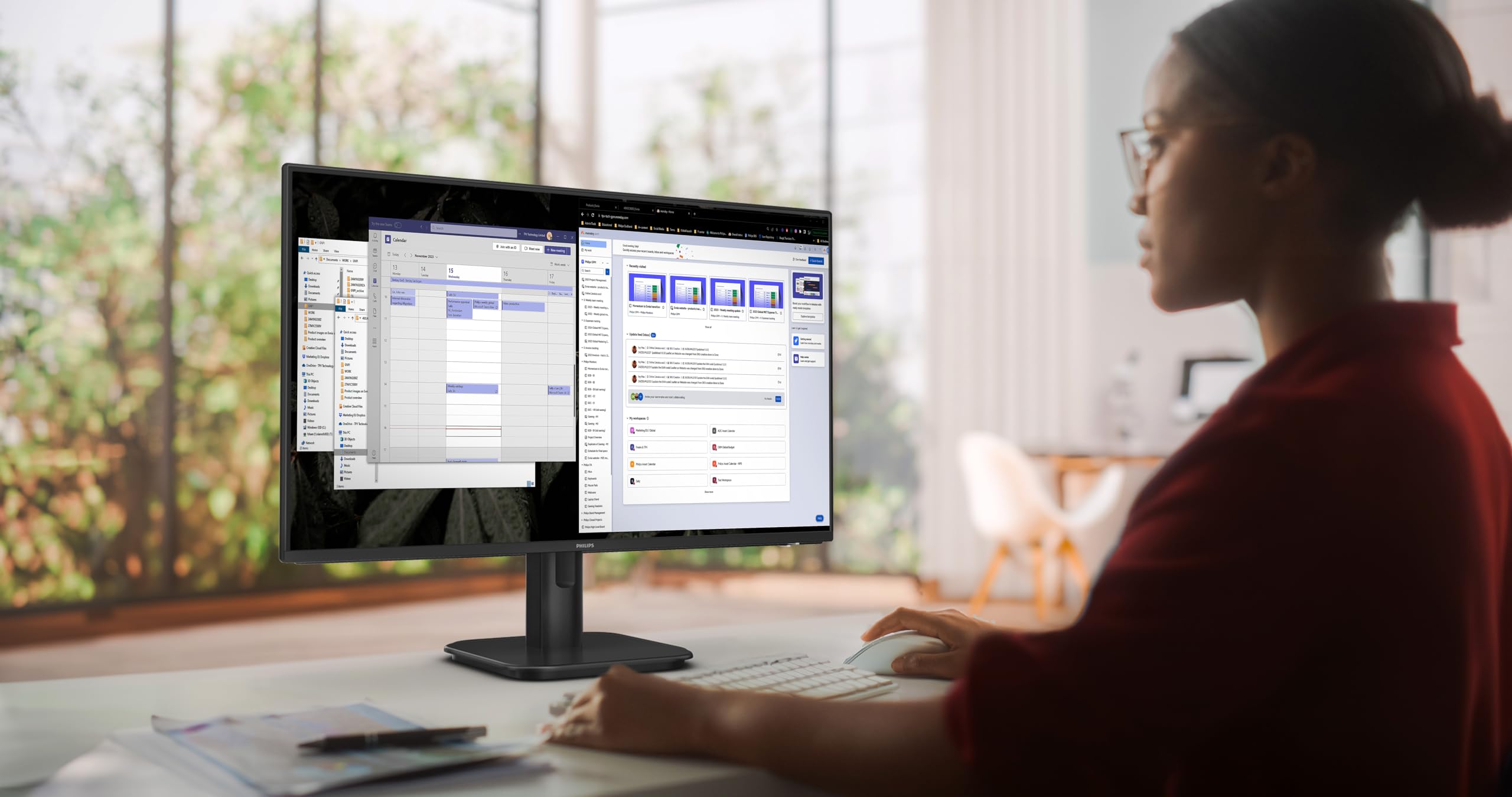 Philips 24E1N1100-24-calowy monitor Full HD, 120 Hz, synchronizacja adaptacyjna. (1920x1080, 1x D-Sub, 1x HDMI 1.4) Czarny