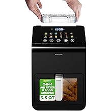 Nutrichef Electric Air Fryer Tenderizer 6.3 Quart | 12-1 Preset Cooking Functions | Includes Tenderizing Function | Digital Display | Transparent Window For Best Cooking Results | Black