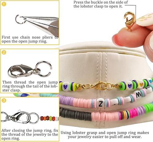 Miniatura 2 de hobbyworker Hilandero de cuentas de arcilla con hilo de cuentas, 2 agujas giratorias y 3 bolsas de cuentas de semillas para kit de fabricación de