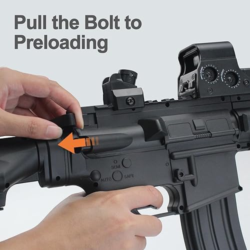 Miniatura 6 de BIU BLASTER Lanzador de bolas de gel de 30 pulgadas con más de 140 FPS, rango de 80 pies, tamaño completo, eléctrico, automático, cargador dual Orby