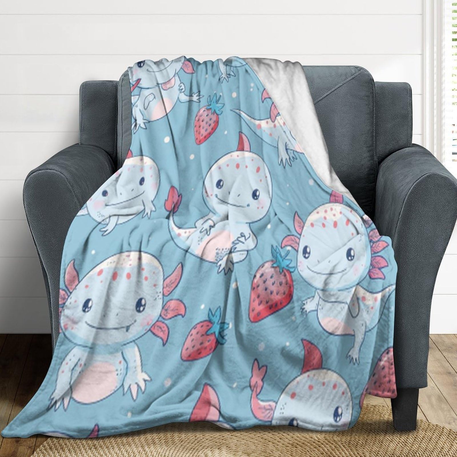 Couverture axolotl plaid moelleux idée cadeau original anniversaire