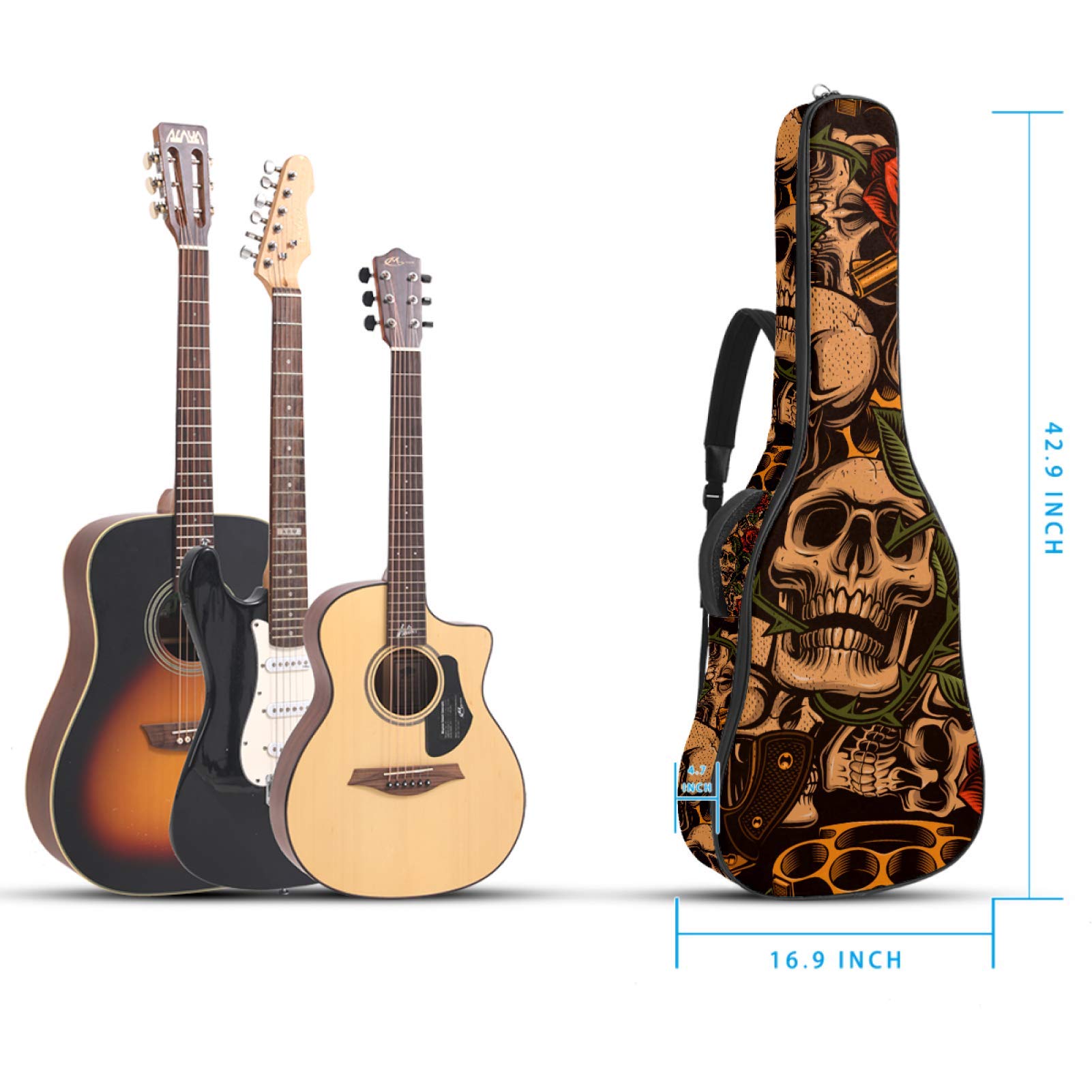 WeZest Housse de transport pour guitare folk acoustique ou classique en tissu Oxford imperméable à double couture rembourrée Motif mélange bleu 104 cm WeZest Housse de transport pour guitare folk acoustique ou classique en tissu Oxford imperméable à double couture rembourrée Motif mélange bleu 104 cm