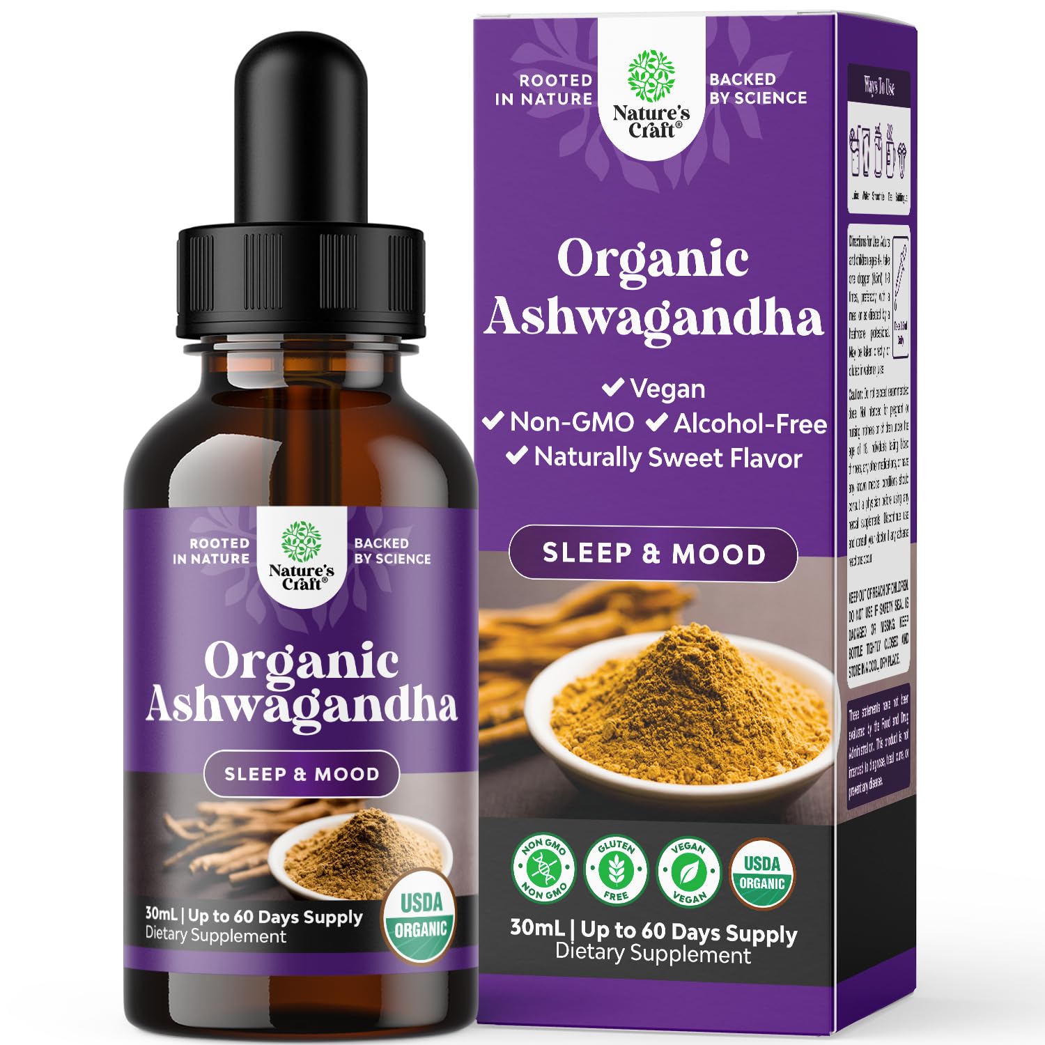 USDA Organic Ashwagandha Liquid Drops bottle