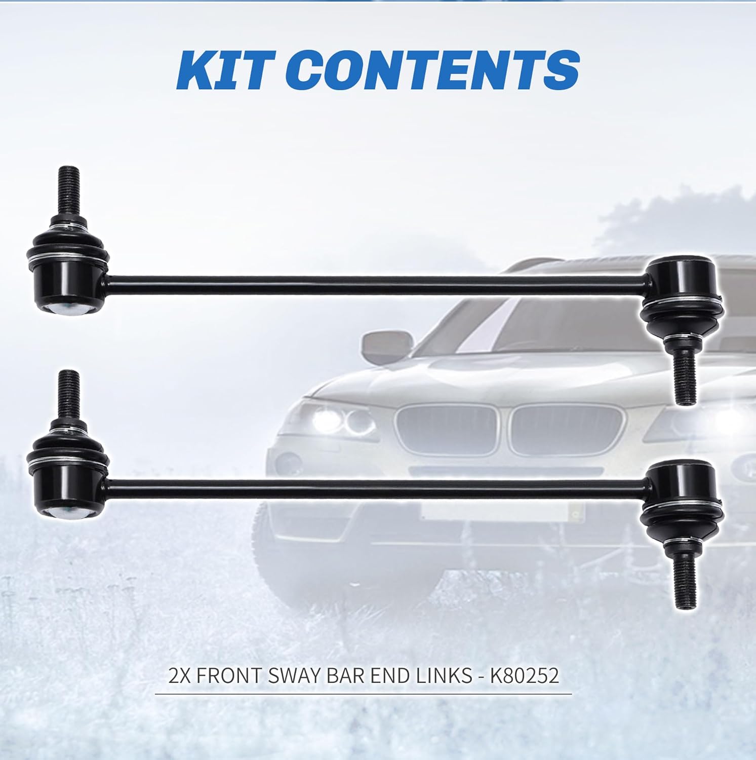 front sway bar end links compatible with chevy cobalt hhr malibu, pontiac g5 g6 pursuit, saturn aura ion lon-1 lon-2 lon-3 stabilizer sway bar link front k80252