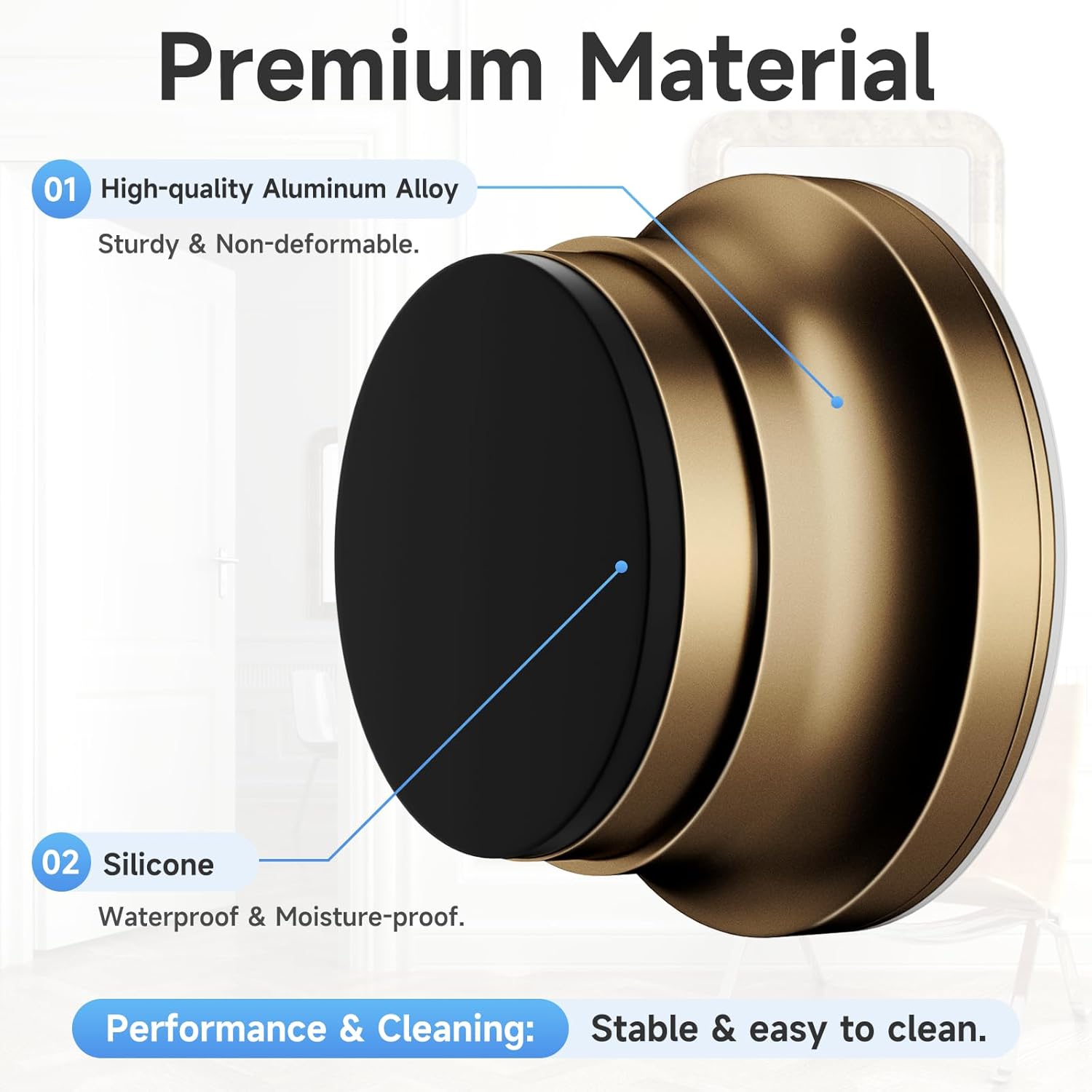 2PC Door Stoppers for Wall, 1.65 x 0.9 Inch Door Knob Wall Protector with Silicone & Aluminum Alloy, Adhesive & Screw Mounting Door Bumper for Home & Office Walls, Bronze