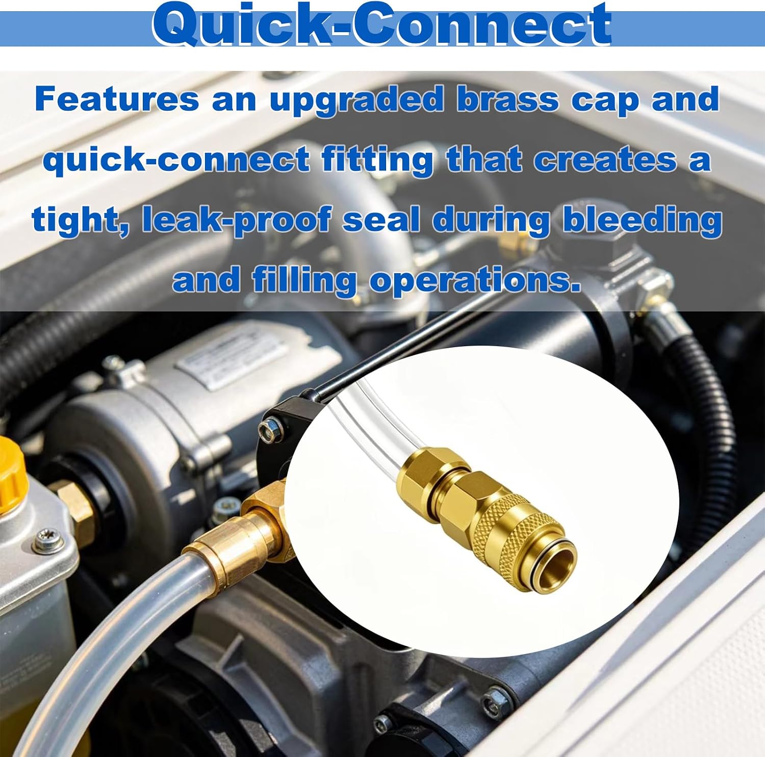 Seastar Hydraulic Steering Bleed Kit – Leak-Proof Quick-Connect Marine Bleeder Tool, Upgraded Brass Cap for Clean Fill & Drain, Compatible with Seastar Hydraulic Steering Systems