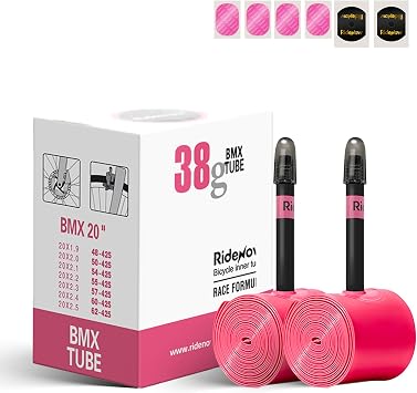 RideNow BMX Inner Tube 16",18",20" Wheel Sizes, Fits Tire Widths 1.9-2.5, 2-Pack Ultra-Light Puncture Resistant TPU Bike Tube with 45mm Presta Valves Include Bike Inner Tire Patch Repair Kits