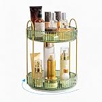 Rotating Makeup Organizer, 2 Tier Large Capacity Perfume Organizer, Cosmetic Organizer for Vanity Bathroom Bedroom