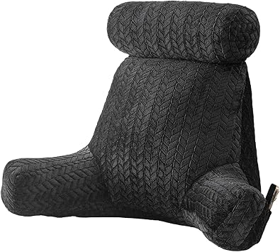 Reading Pillow with Arms,Bed Rest Pillow with Detachable Neck Roll for Sitting in Bed or Couch Adult Back Pillow for Watching TV/Gaming/Relaxing,Back Pillow for Sitting in Bed Memory Foam Pillow