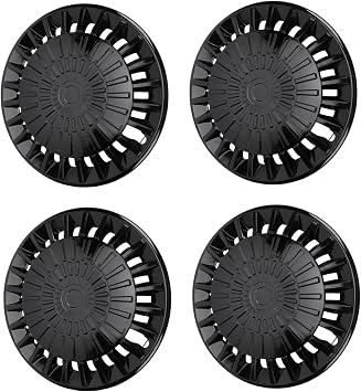 4PCS Caps 15 Inch Thick ABS Stylish Wheel Rim Cover Hubcap Replacement for Fiat 500 Black