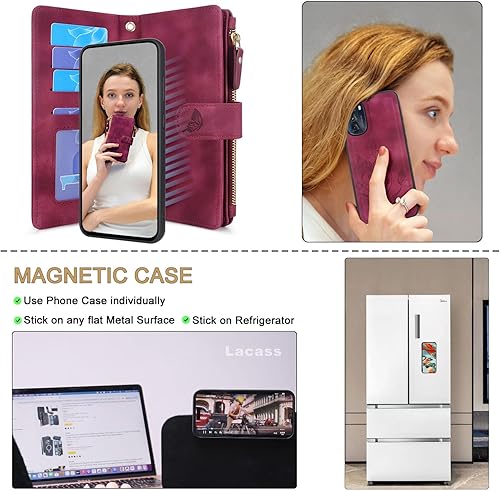 Miniatura 3 de Lacass Funda compatible con Motorola Moto G 5G 2022, 12 ranuras para tarjetas Soporte para dinero en efectivo para tarjetas de identificación,