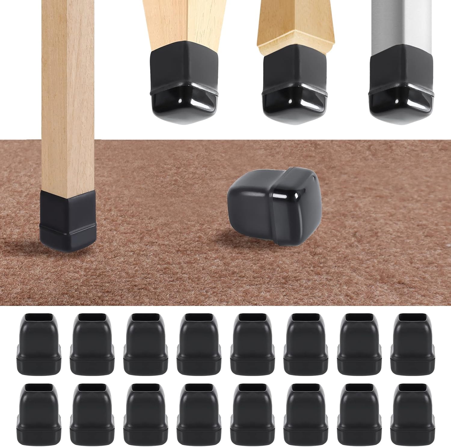 16PCS Chair Sliders for Carpeted Floors, Fit 0.55"0.75" Extra small