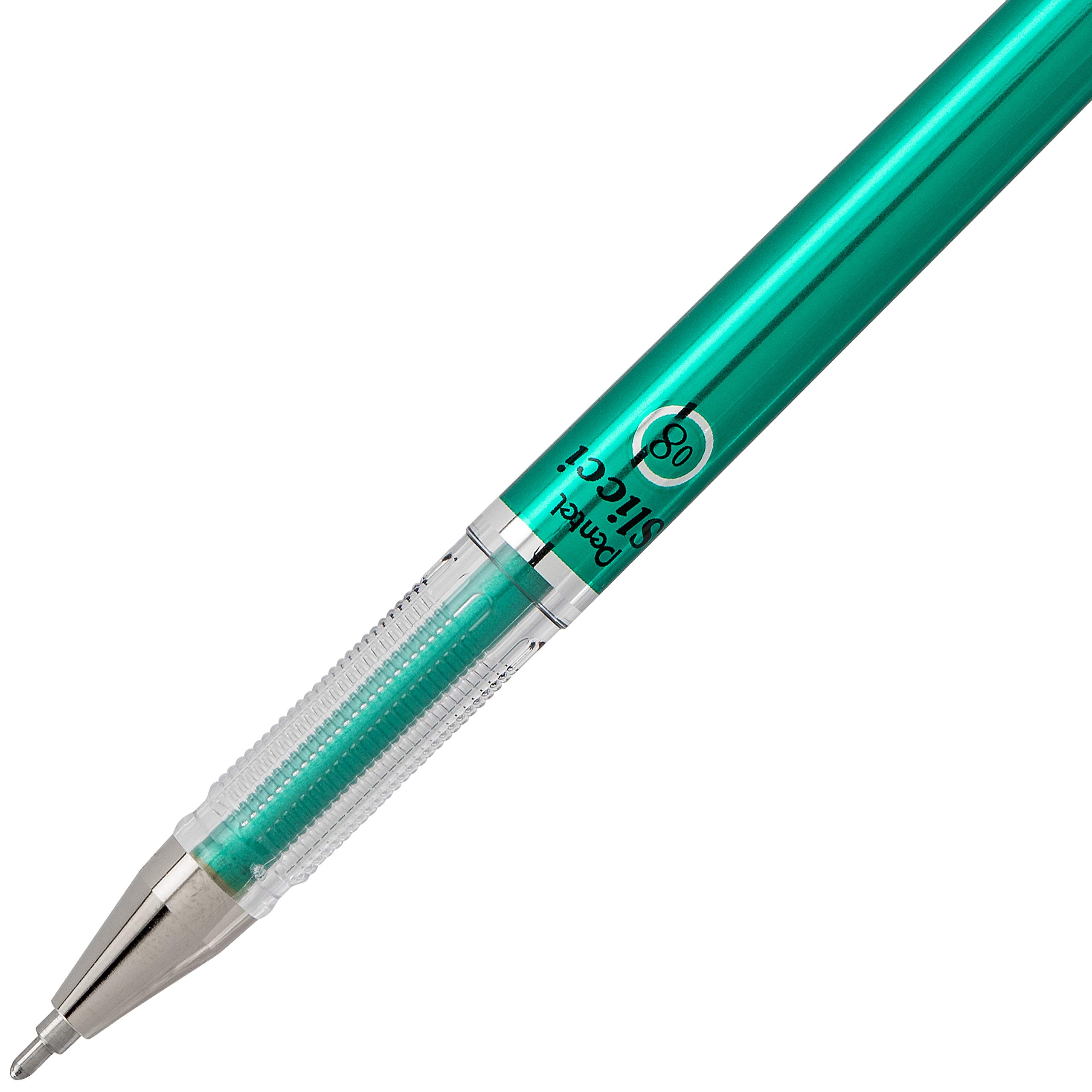 Pentel Arts Slicci Metallic 0.8 mm Needle Tip Gel Pen, Metallic verde Ink, 1 Pack (BG208BPMD)