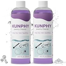 Upgraded KUNPHY Jewelry Cleaner, Professional Ultrasonic Jewelry Cleaner Solution for All Ultrasonic Cleaners, Multi-Purpose Ring Cleaner for Silver, Gold, Diamonds and Eyeglasses, 8.5 Oz * 2 Packs