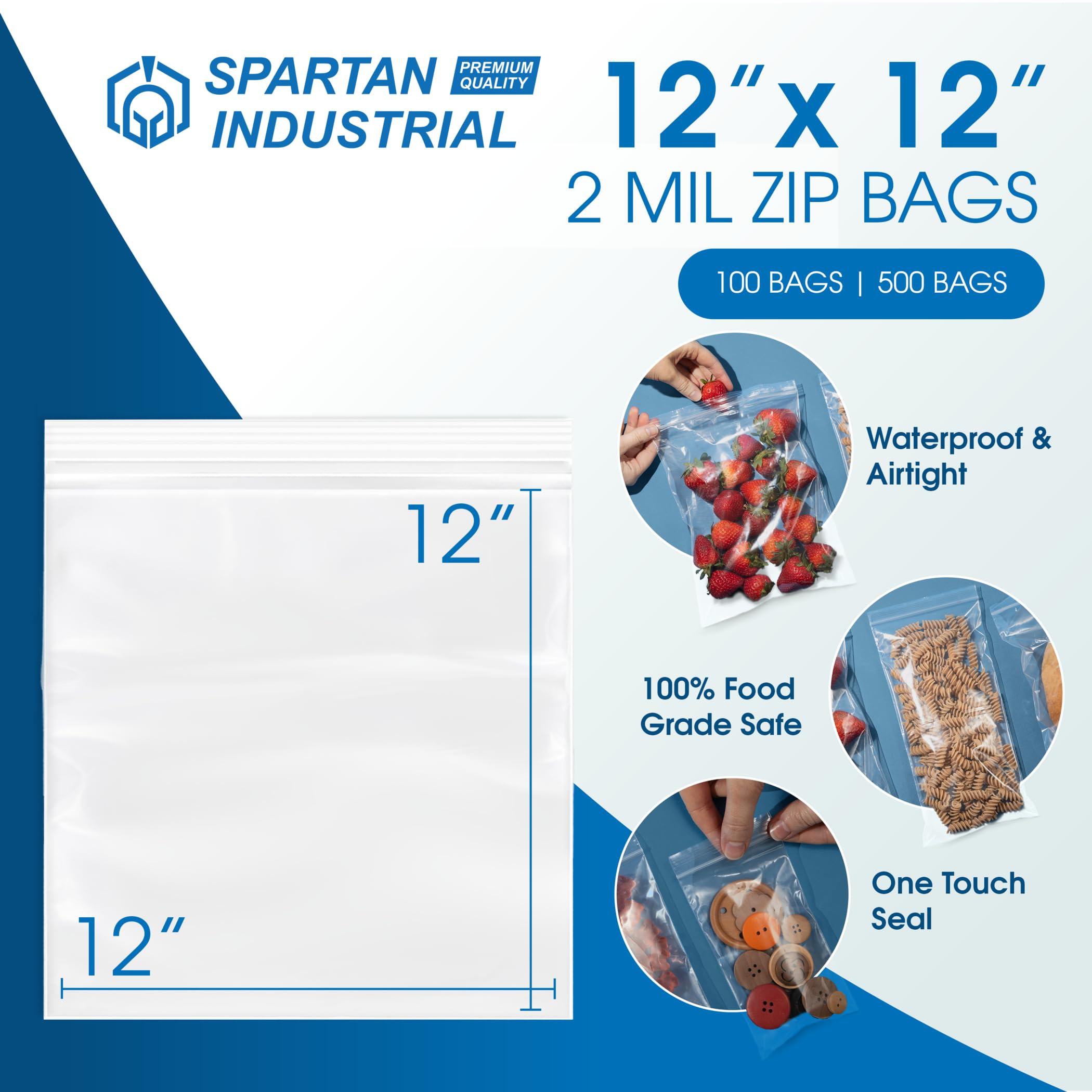 Amazon.com: 12” X 12” (100 Count) 2 Mil Clear Reclosable Zip