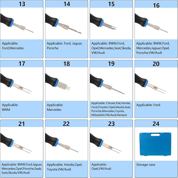 KAISAL 23 Pcs Automotive Terminal Removal Tool Kit Carbon Steel Car Terminal Release Tool Universal Electrical Wiring Connector - 5