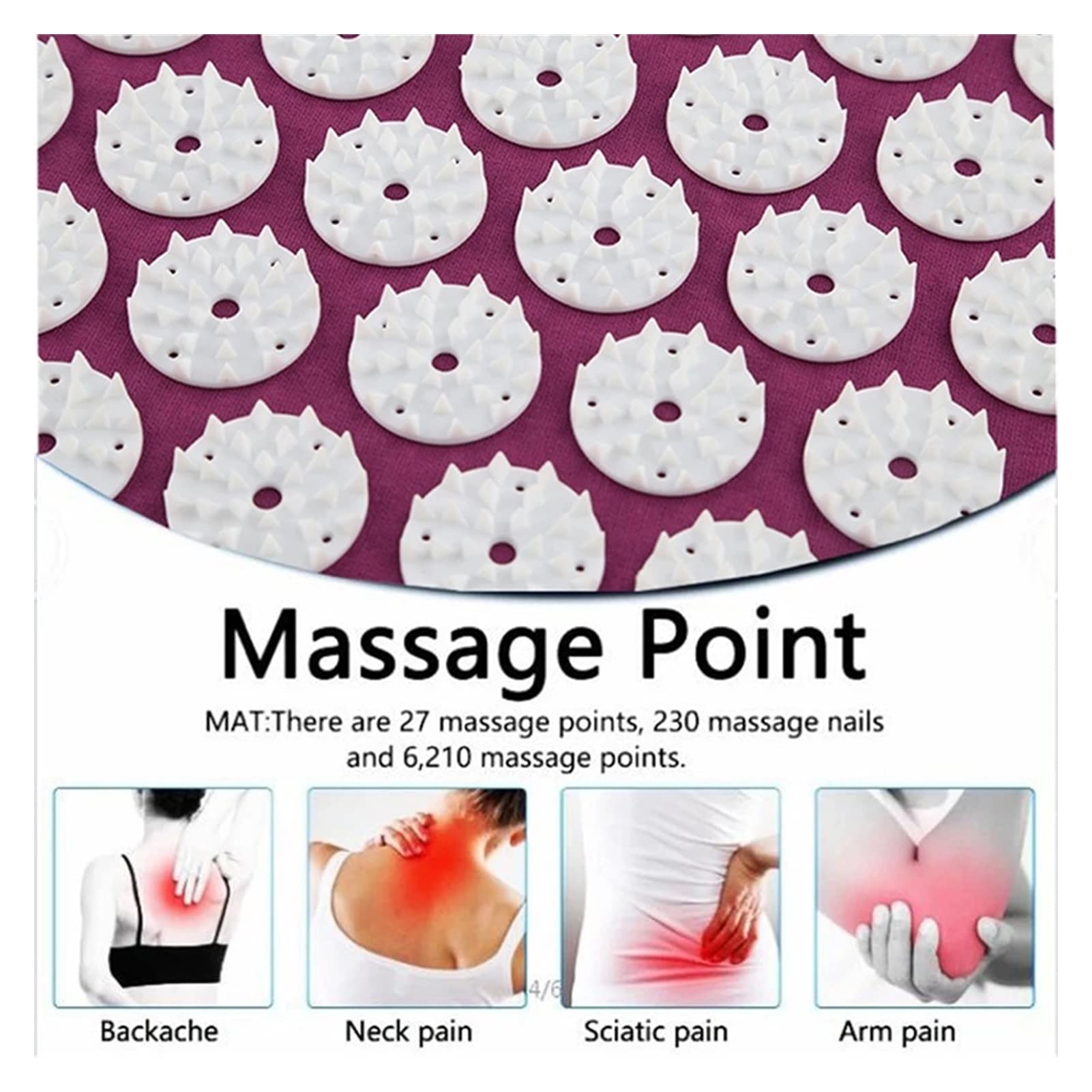 Cojín De Masaje Masaje de la Estera de acupresión Alivia el estrés Barrio Cuerpo Dolor Spike Cushion Yoga Acupuntura Mat Cojín De Masajes(Dark Green Pillow)