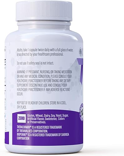 Miniatura 3 de Theracurmin BID 300 mg curcumina 90 mg por tapa 600 mg por porción - Ahora con jengibre y bioperina botella de 60 quilates