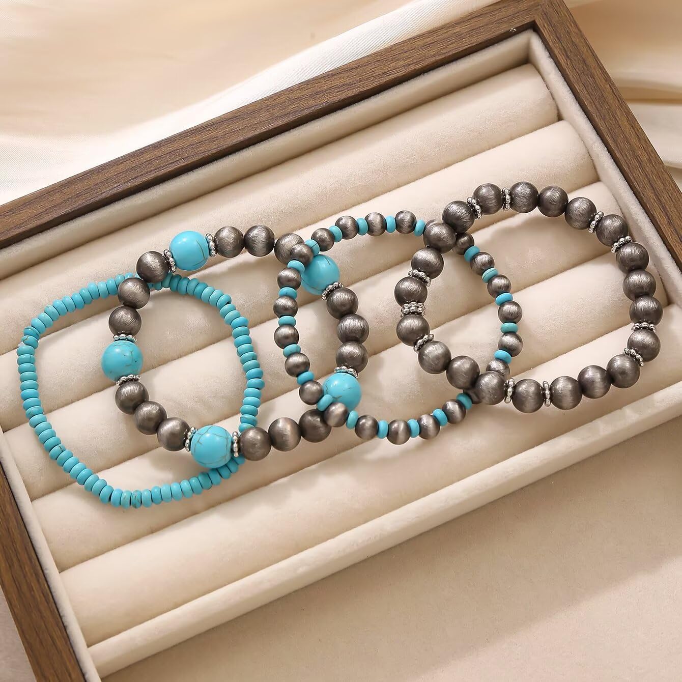 Bohemian Navajo Pearl Bracelet for Men Women Country Western Turquoise Vintage Layered Beaded Pearl Stackable Stretch Bracelets Cowgirl Jewelry - Image 5