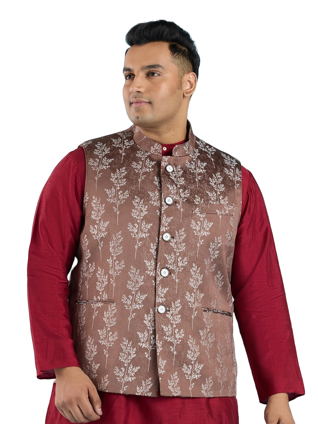 big hello – the plus life Men's Polyester Plus Size Waist Coat - Brown-picture-23