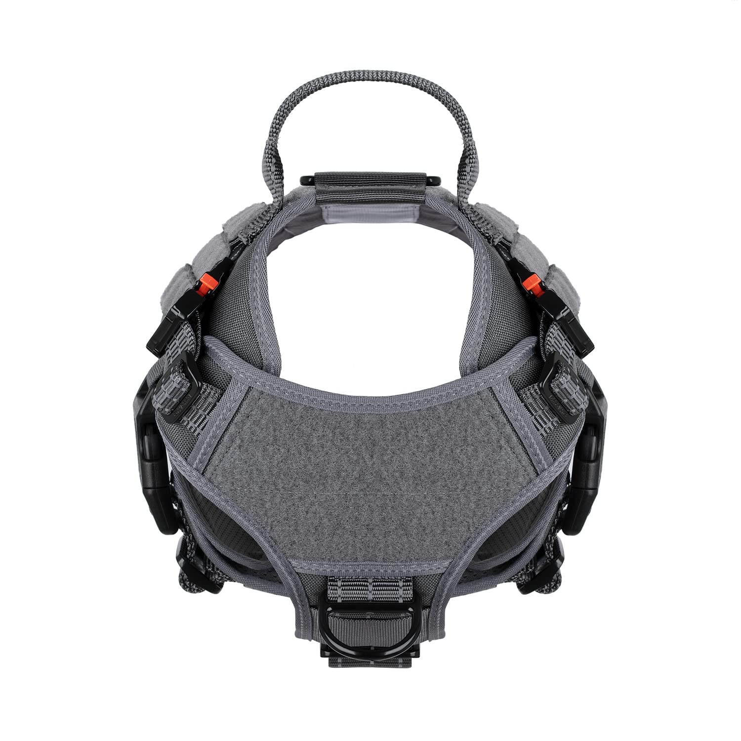 ICEFANG Tactical Dog Harness,Medium Size, 2X Metal Buckle,Working Dog MOLLE Vest with Handle,No Pulling Front Leash Clip,Hook and Loop Panel