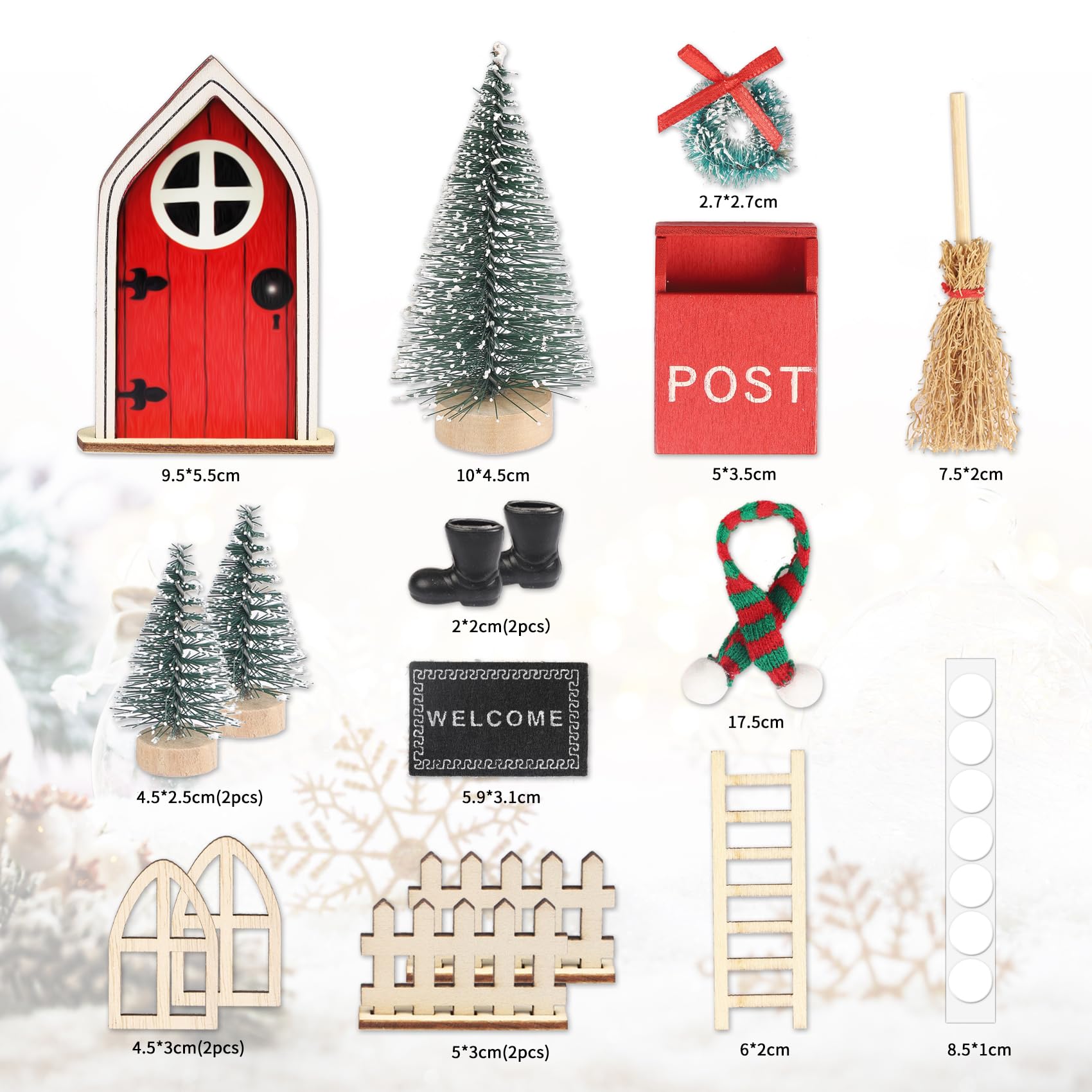Wichteltür Set Für Weihnachten – Komplett Mit 22 Teilen, Aus Holz, Für Magische Weihnachtsdekoration