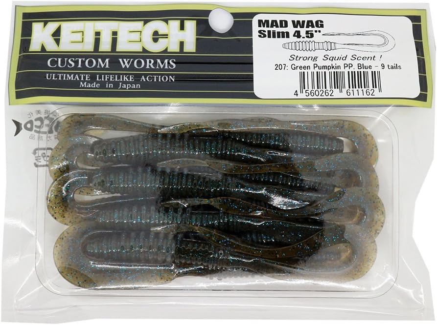 Keitech Long Curly Tail Worm Mud Wag