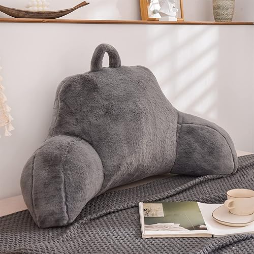 Miniatura 3 de A Nice Night Almohada de lectura de piel sintética con cuña grande para adultos y niños, respaldo con brazos para sentarse en la camasofá para