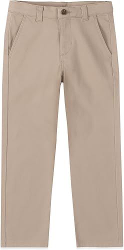 Izod Boys School Uniform Flat Front Twill Pants, Khaki, 16 Husky