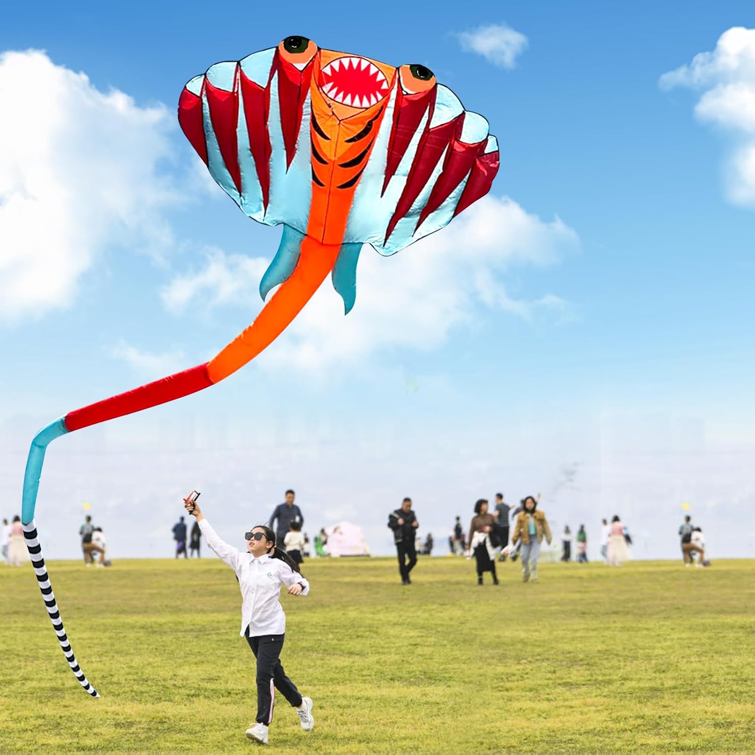 Kites for Adults Giant 41ft Stingray Kite for Adults and Kids Large & Beach Kite with Reel, for Outdoor Fun