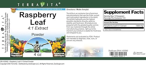 Miniatura 2 de TerraVita Hoja de frambuesa 41 Extracto en polvo (4 oz, ZIN 420562) - Paquete de 3