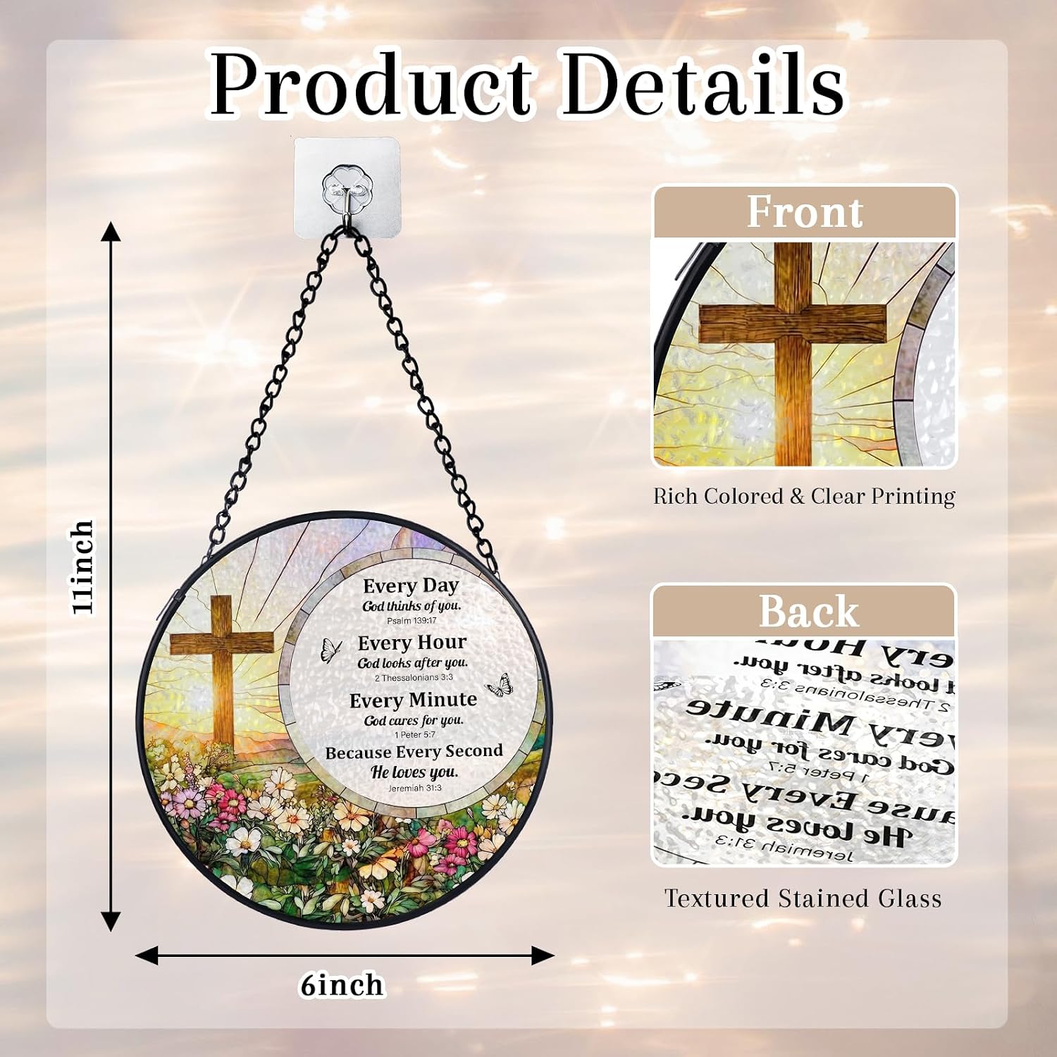 Christian Gifts for Women Faith - 6 Inch Stained Glass Window Hanging, Inspirational Religious Gifts for Women on Birthday Christmas Easter Mothers Day
