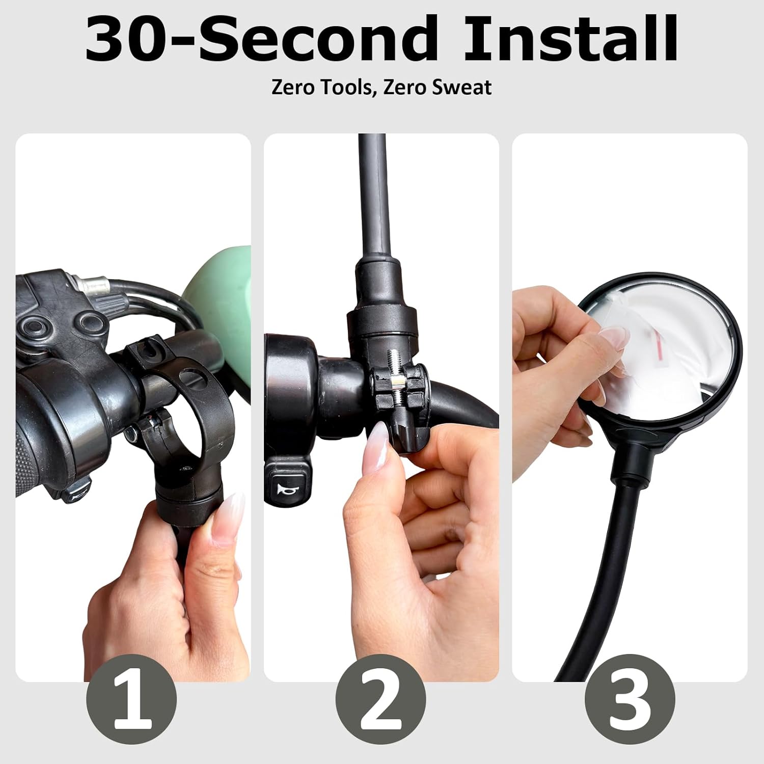 2PCS Mobility Scooter Rear View Mirrors, Adjustable 360° Rotating Electric Scooter Rear View Mirrors for Elderly,Universal Fit Wheelchair Accessories - Image 3