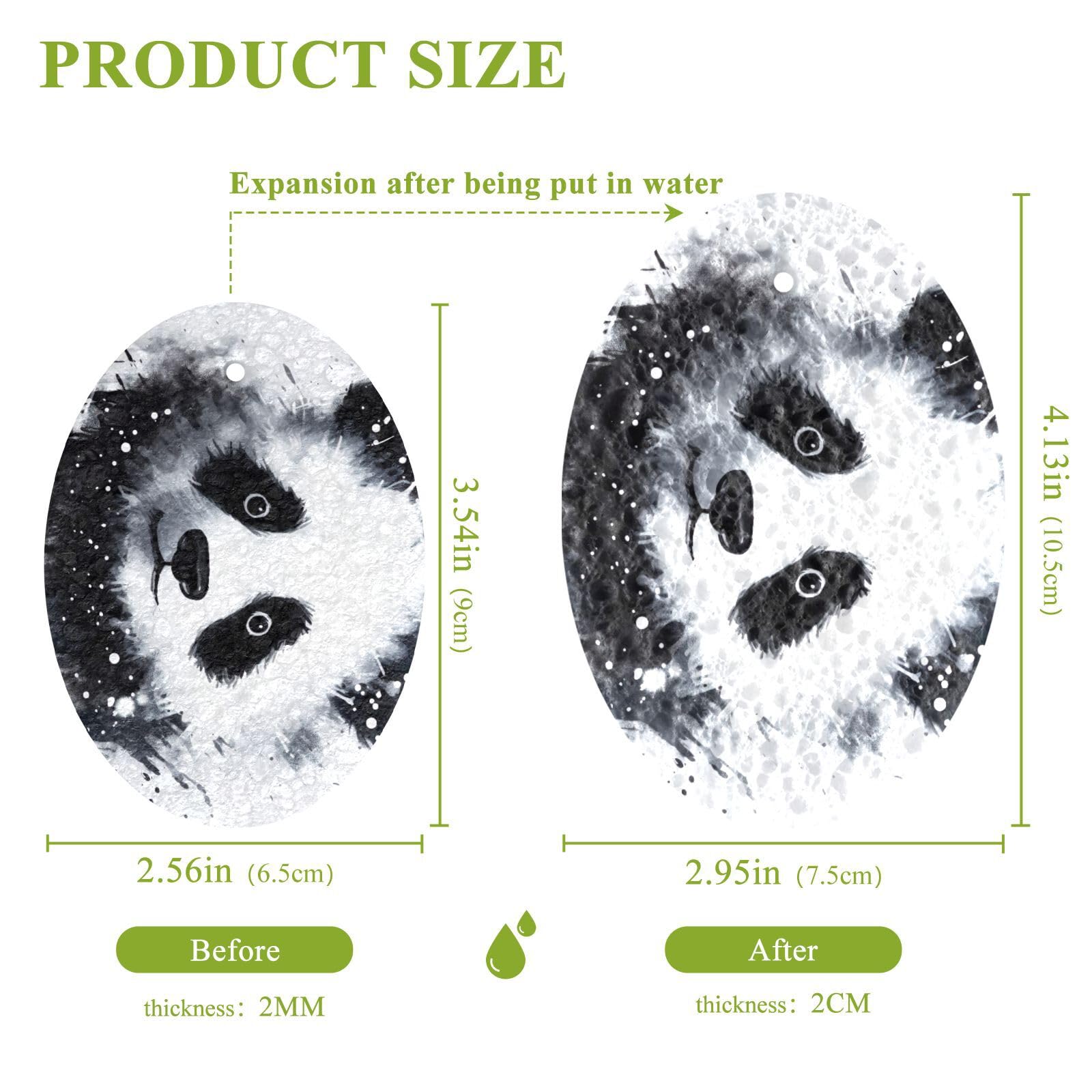 Jihqo 3PCS Scrub Sponges Ink Style Panda Pop-up Dish Sponge for Cleaning Kitchen Bathroom Household Non-Scratch Scrubber