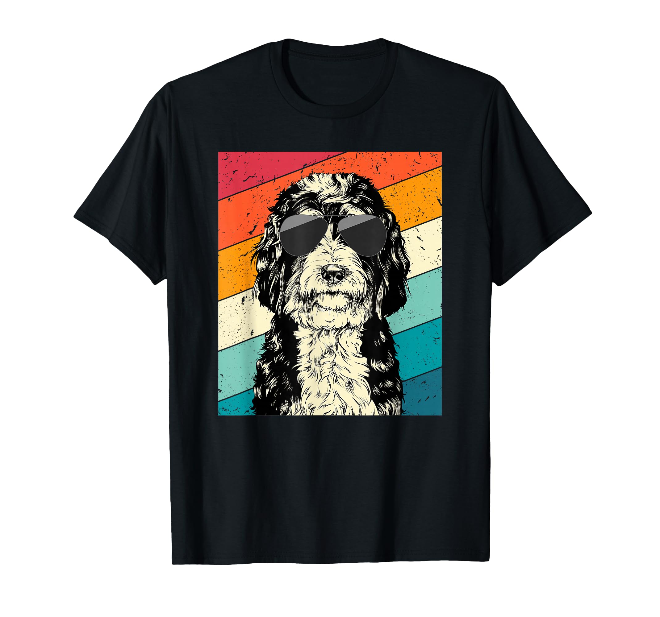 Retro Vintage Bernedoodle with Sunglasses Dog Lovers T-Shirt Small