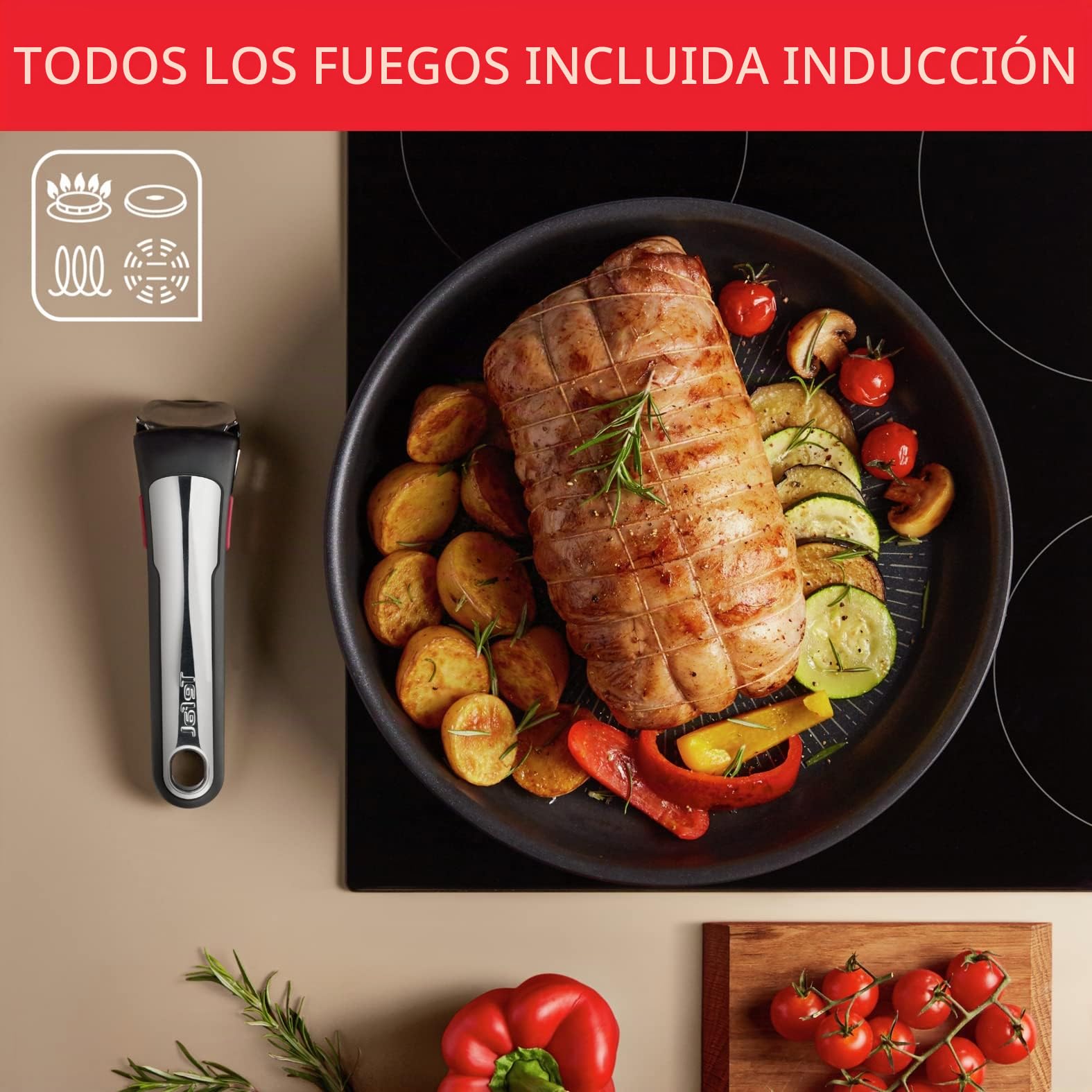 Tefal Ingenio - Sartén para Crepes (27 cm, inducción, Revestimiento Antiadherente, Aluminio Fundido, apilable, Apto para lavavajillas, Eco Resist L8581004, Negro