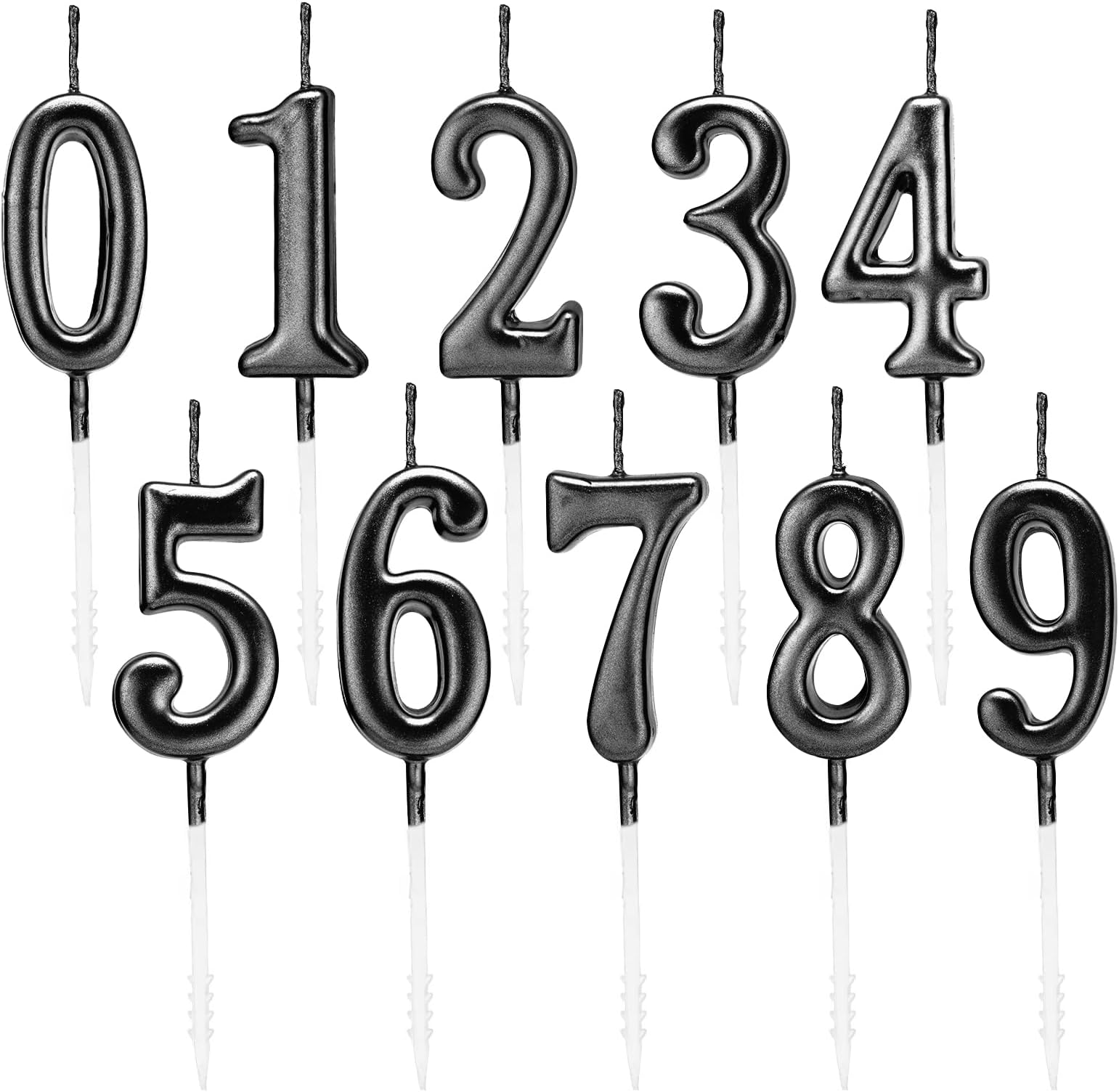 Cake Candles, 10 Pcs Birthday Number Candles, Birthday Cake Candles for Party Celebration (Black