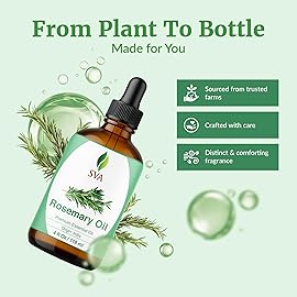 SVA Rosemary Essential Oil - 4 Fl Oz - 100% Natural Rosemary Oil for Hair, Face, Skin Care, Diffuser, Aromatherapy, Scalp, Body Massage, Soap and Candle Making - with Dropper