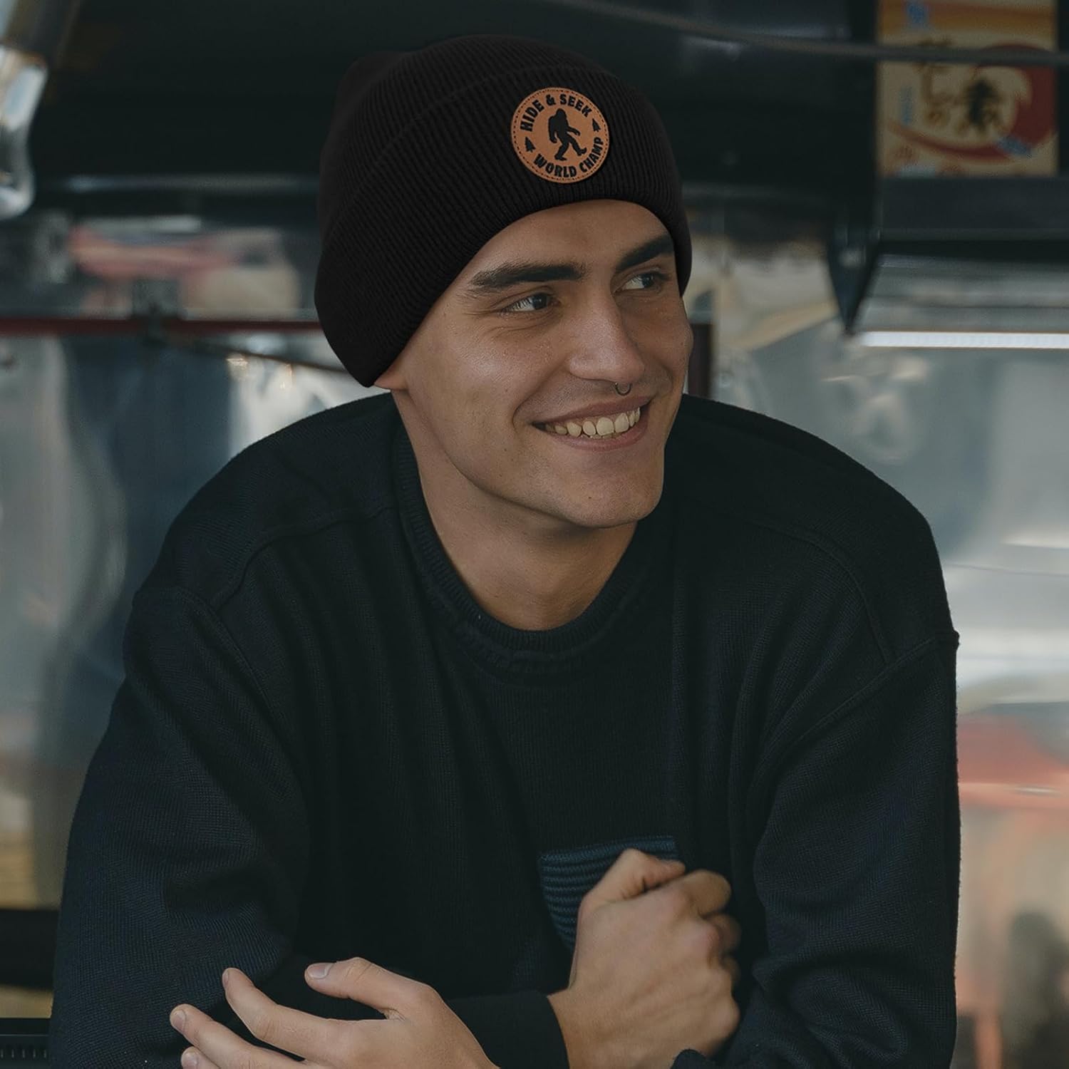 Bigfoot Gifts Sasquatch Beanie for Men and Women Winter Outdoor Big Foot Hat Cap - Image 2