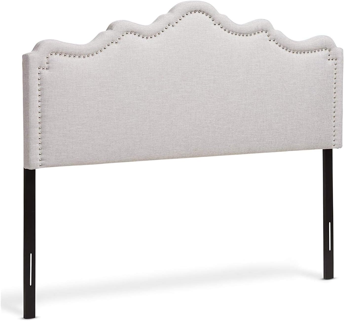 Wood & Style Modern and Contemporary Greyish Beige Fabric King Size Headboard, King