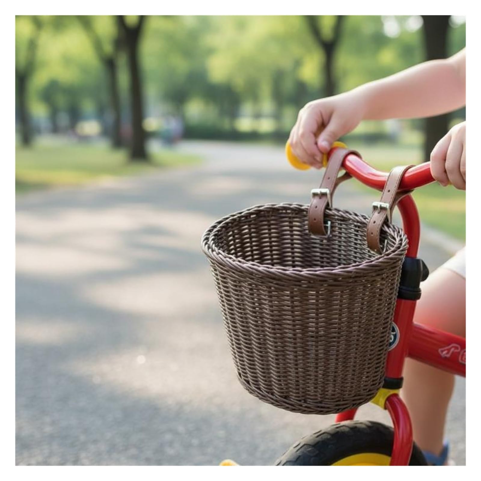 Cesta para Bicicleta Cesta de Bicicleta ratán Tejido – Portamanillar Delantero Impermeable for Adultos extraíble con Soporte liberación rápida