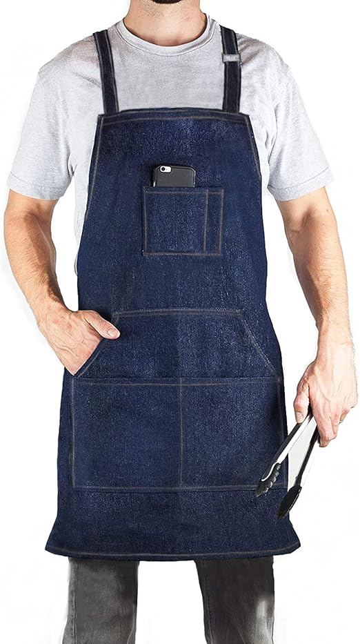 Denim Jean Tool Apron With 4 Pockets Waterproof Adjustable