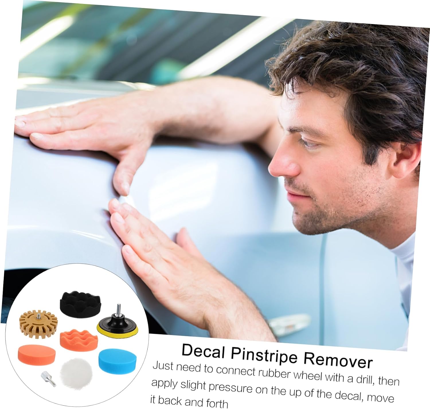 POPETPOP 8pcs Eraser Wheel Decal Remover Rubber Tool for Easy Adhesive Removal from Boats and Reusable Washable Sponge Pad Included